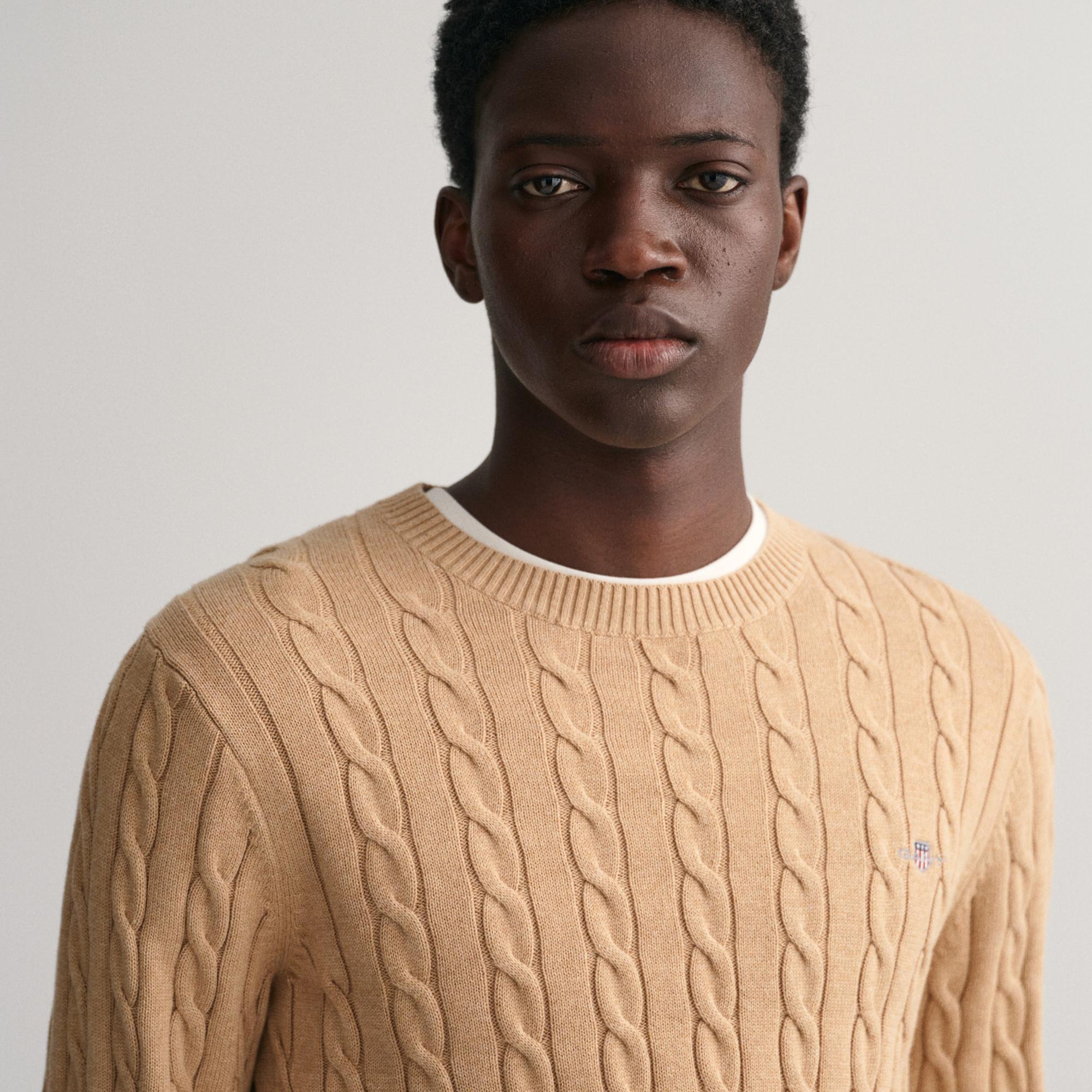 GANT Erkek Bej Regular Fit Bisiklet Yaka Kazak