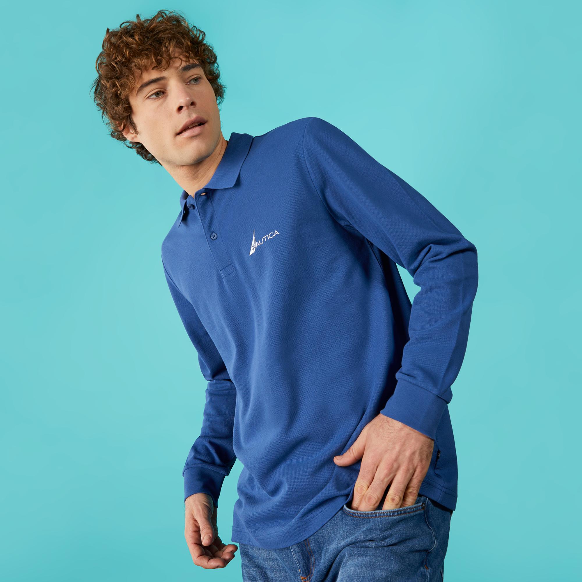 Nautica Erkek Lacivert Classic Fit Uzun Kollu Polo