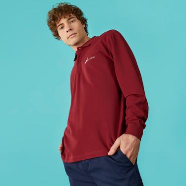 Nautica Erkek Bordo Classic Fit Uzun Kollu Polo