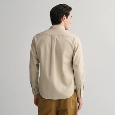  Gant Erkek Bej Regular Fit Düğmeli Yaka Kadife Gömlek