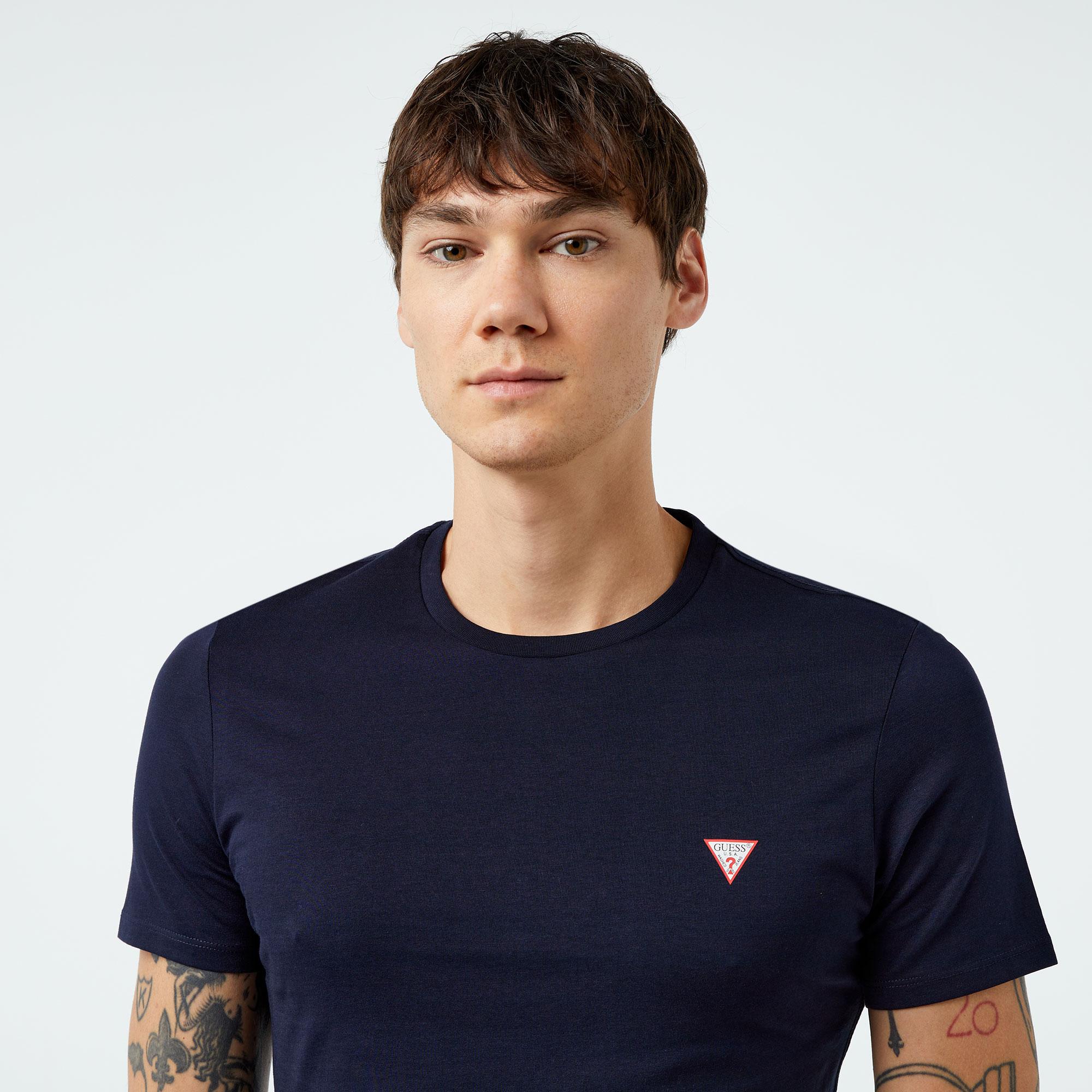 Guess Mid Organic Stream Jersey Erkek Lacivert T-Shirt