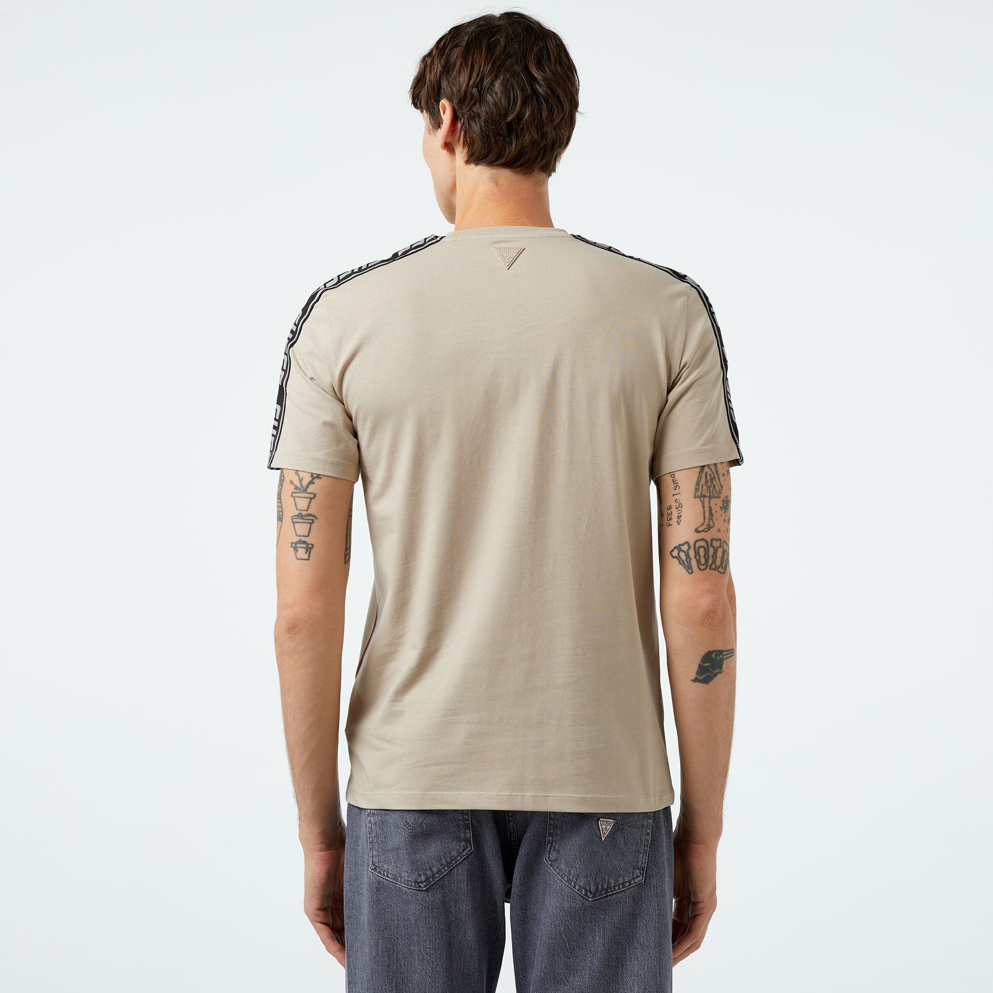 Guess Arlo Mid Organic Stretch Jersey 180 Erkek Bej T-Shirt