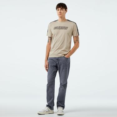  Guess Arlo Mid Organic Stretch Jersey 180 Erkek Bej T-Shirt