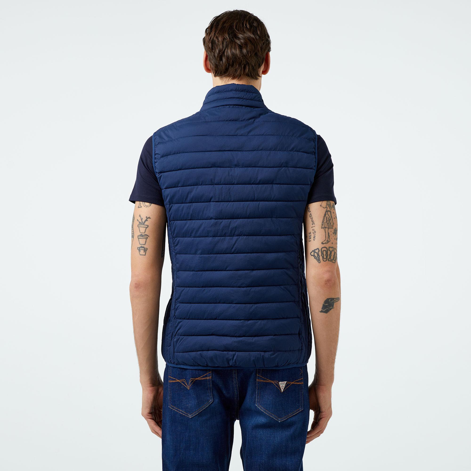 Guess Lauper Padded Nylon Stretch Ripstop Erkek Mavi Yelek