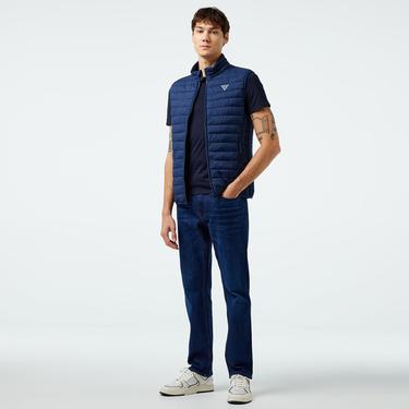  Guess Lauper Padded Nylon Stretch Ripstop Erkek Mavi Yelek