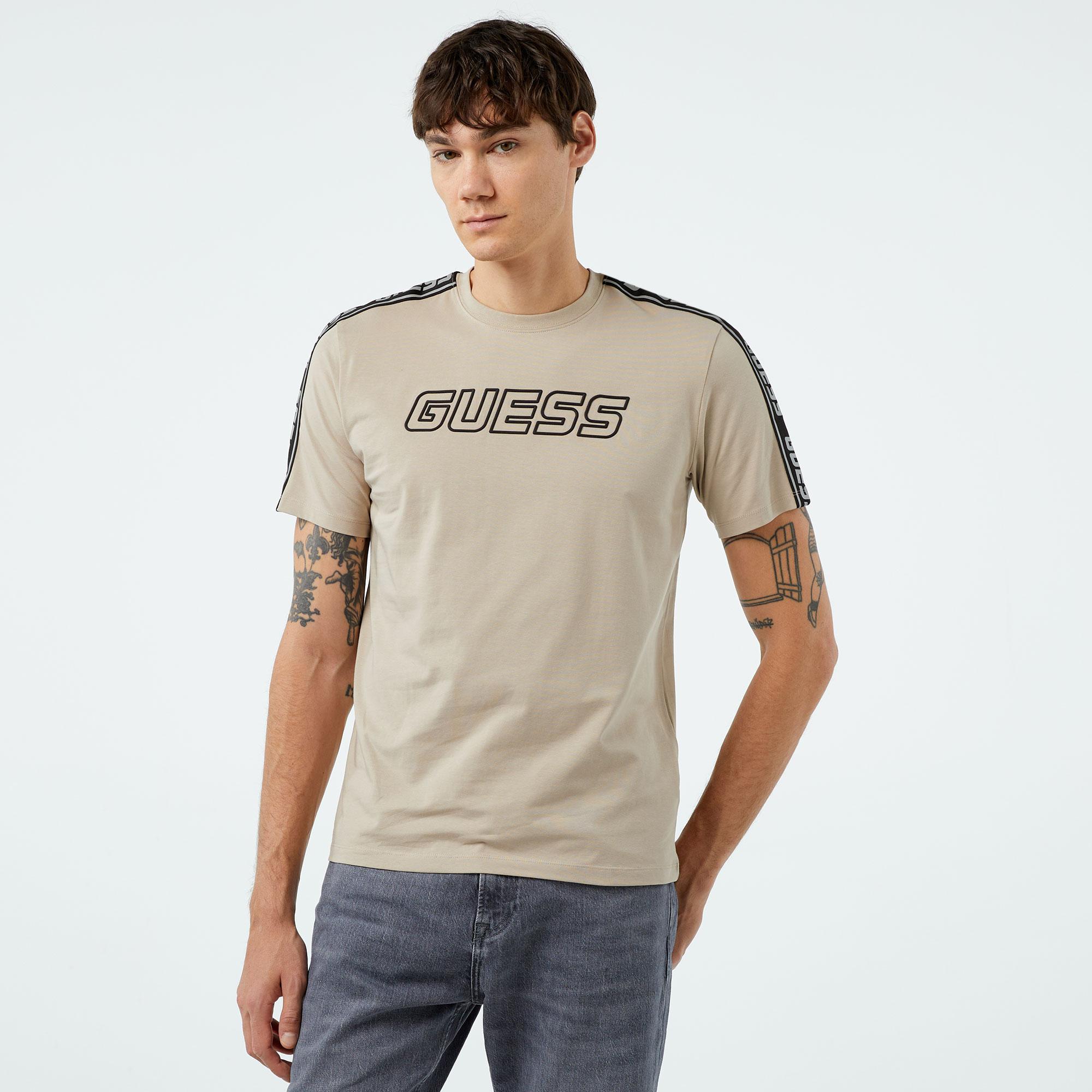 Guess Arlo Mid Organic Stretch Jersey 180 Erkek Bej T-Shirt