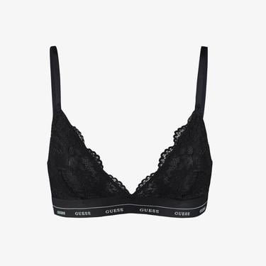  Guess Jane Triangle Flowery Lace Band Solid Kadın Siyah Sütyen