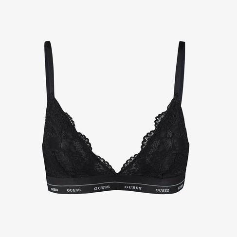  Guess Jane Triangle Flowery Lace Band Solid Kadın Siyah Sütyen