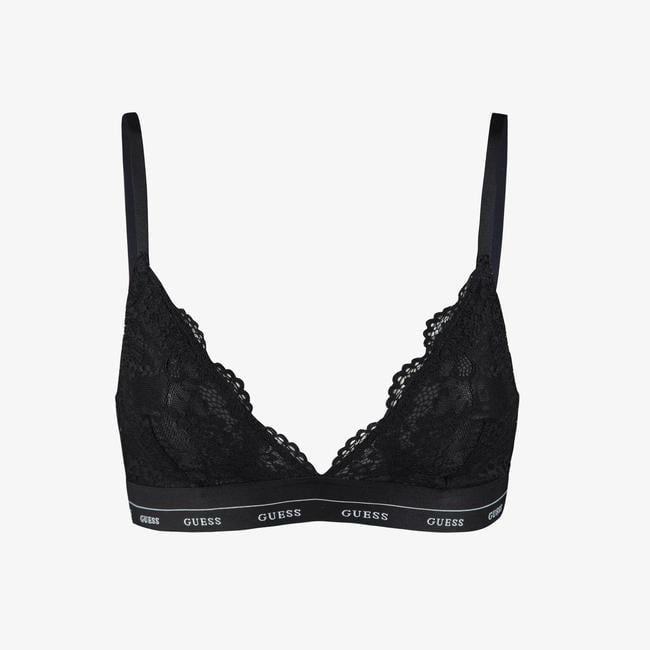  Guess Jane Triangle Flowery Lace Band Solid Kadın Siyah Sütyen