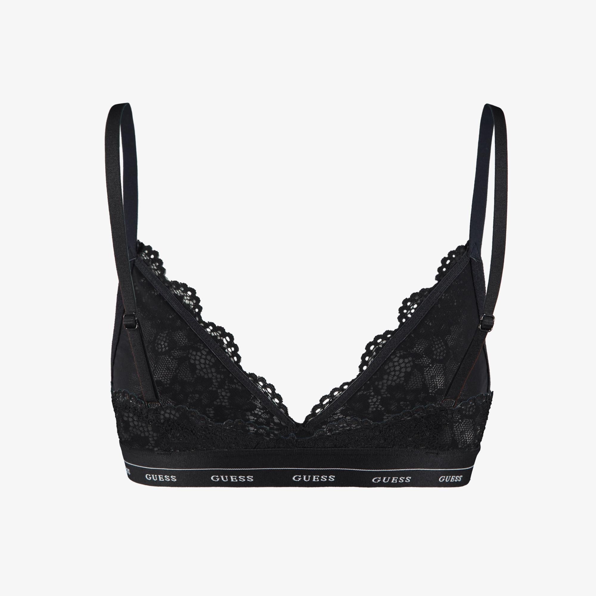 Guess Jane Triangle Flowery Lace Band Solid Kadın Siyah Sütyen
