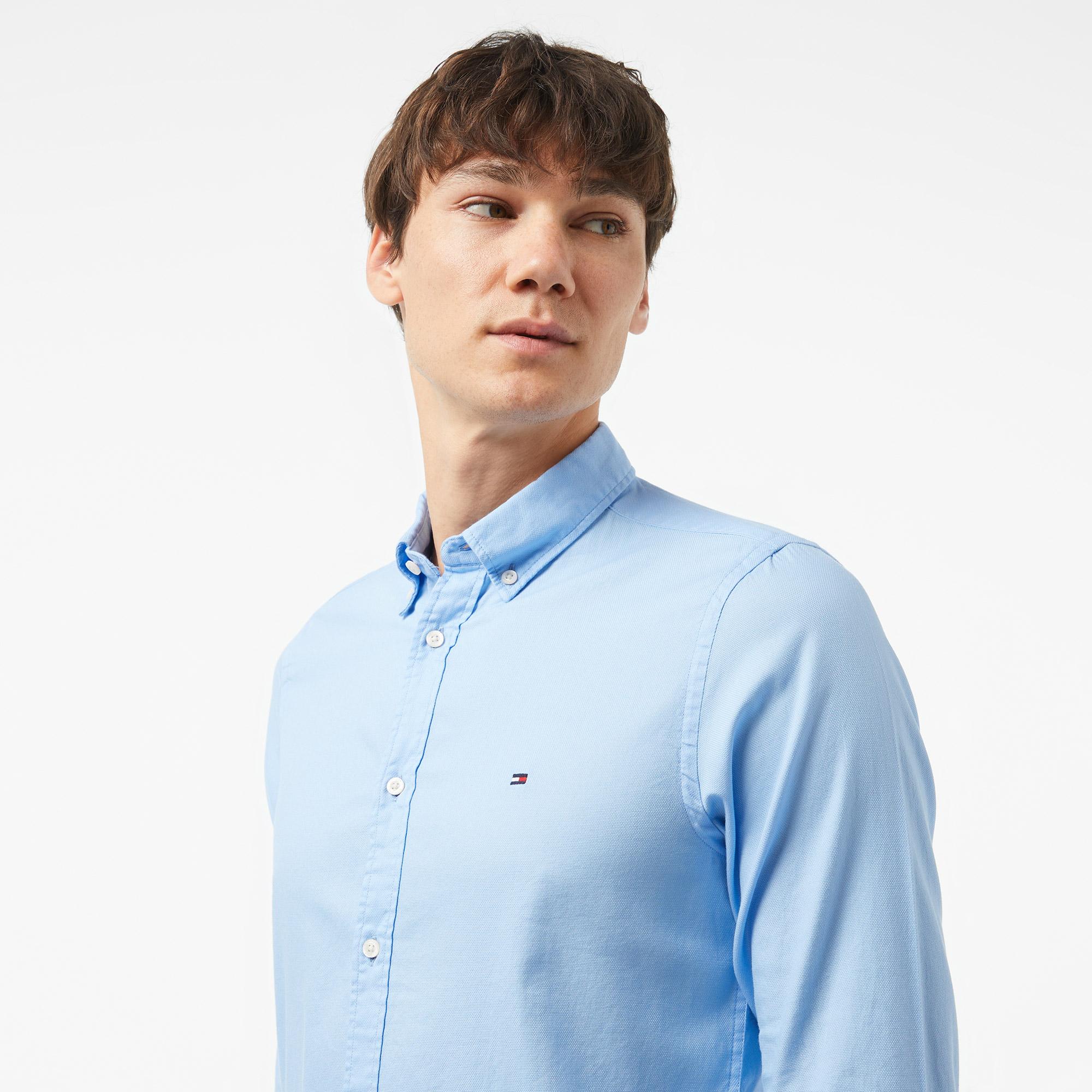 Tommy Hilfiger Flex Dobby Sf Shırt Erkek Lacivert Gömlek