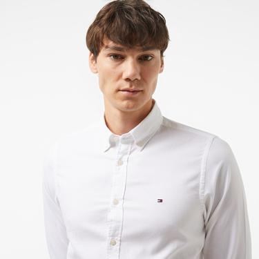  Tommy Hilfiger Flex Dobby Sf Shırt Erkek Beyaz Gömlek