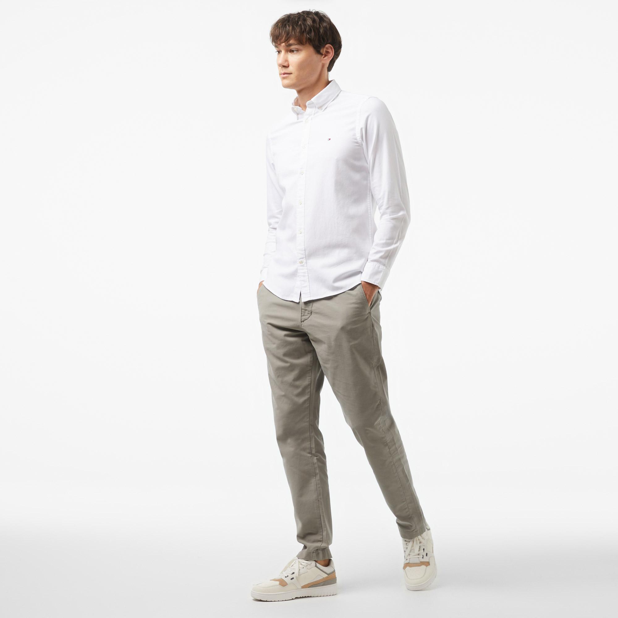 Tommy Hilfiger Flex Dobby Sf Shırt Erkek Beyaz Gömlek