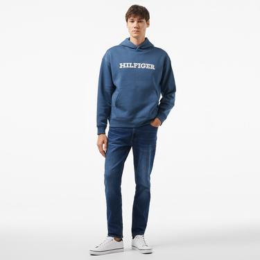  Tommy Hilfiger Monotype Applique Erkek Mavi Hoodie