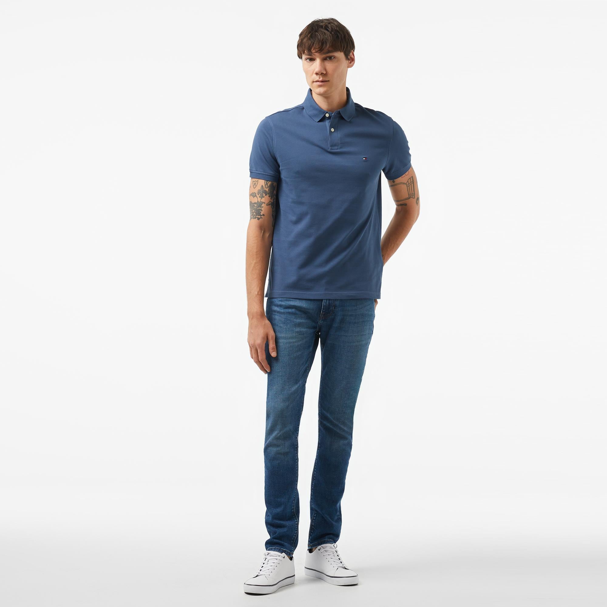 Tommy Hilfiger Nos Erkek Mavi Polo T-Shirt