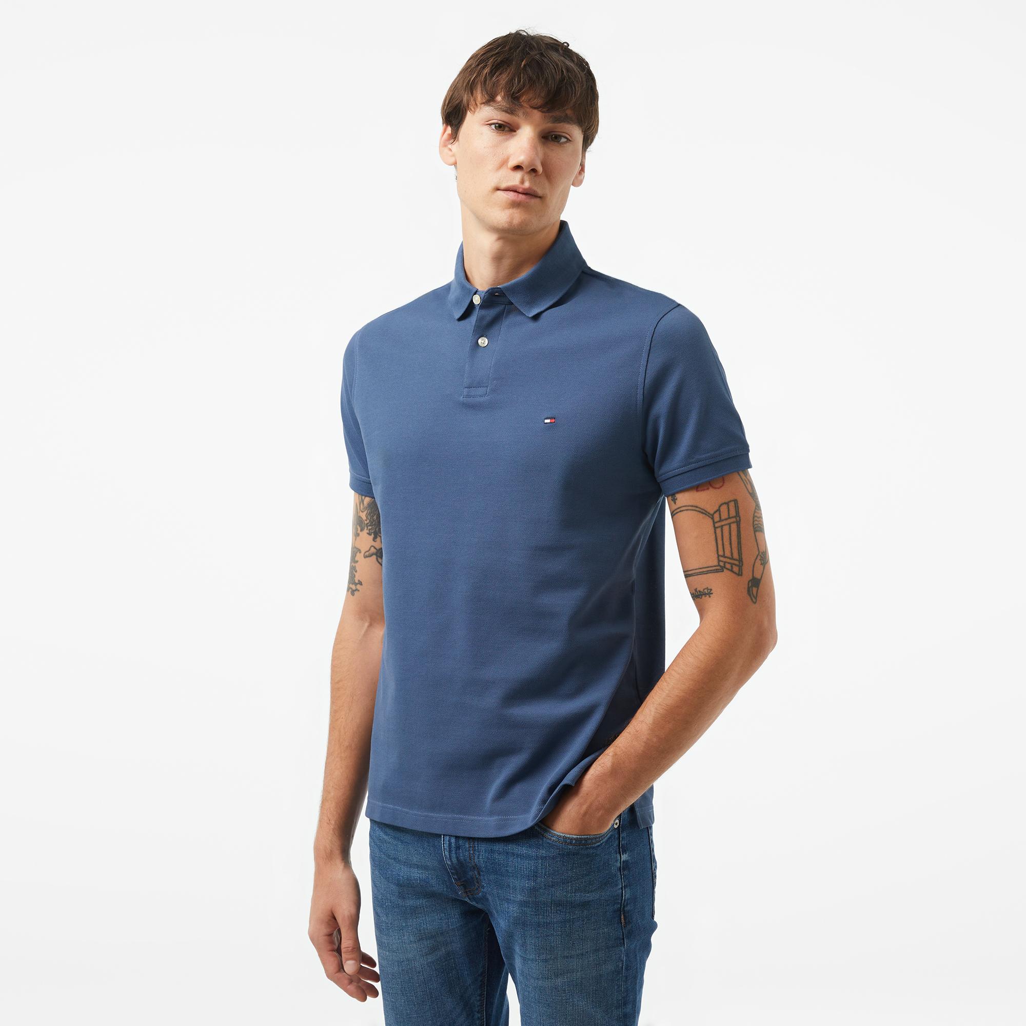 Tommy Hilfiger Nos Erkek Mavi Polo T-Shirt