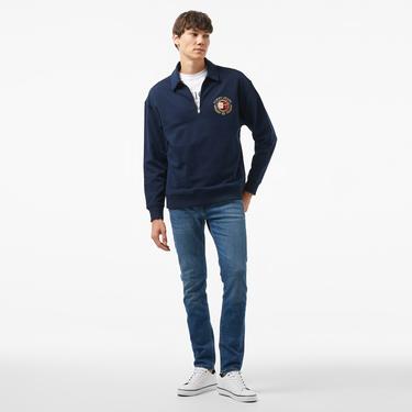  Tommy Hilfiger Jeans Luxe 1/4 Zip Erkek Lacivert Sweatshirt