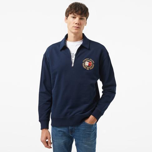  Tommy Hilfiger Jeans Luxe 1/4 Zip Erkek Lacivert Sweatshirt