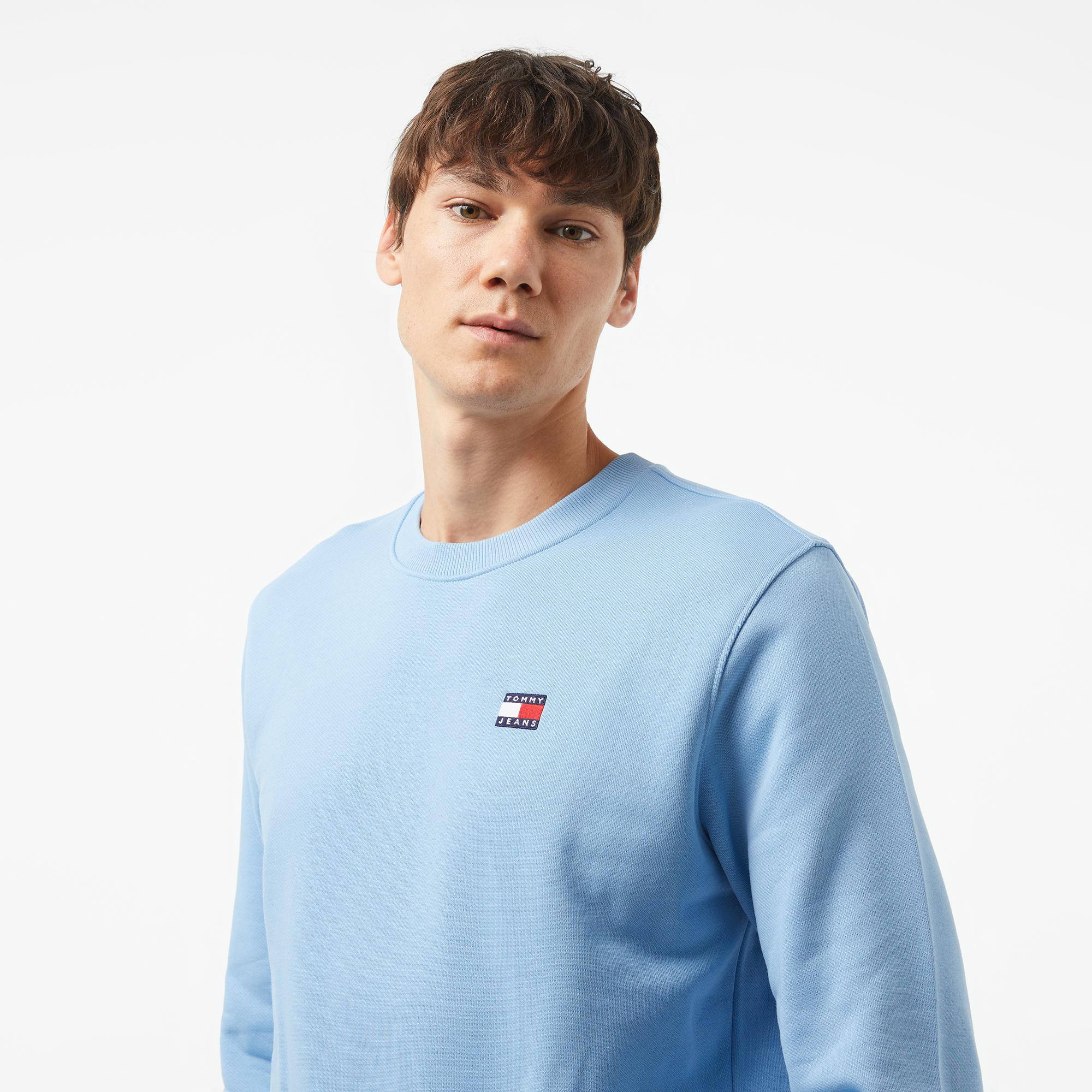 Tommy Hilfiger Jeans Badge Crew Erkek Lacivert Sweatshirt