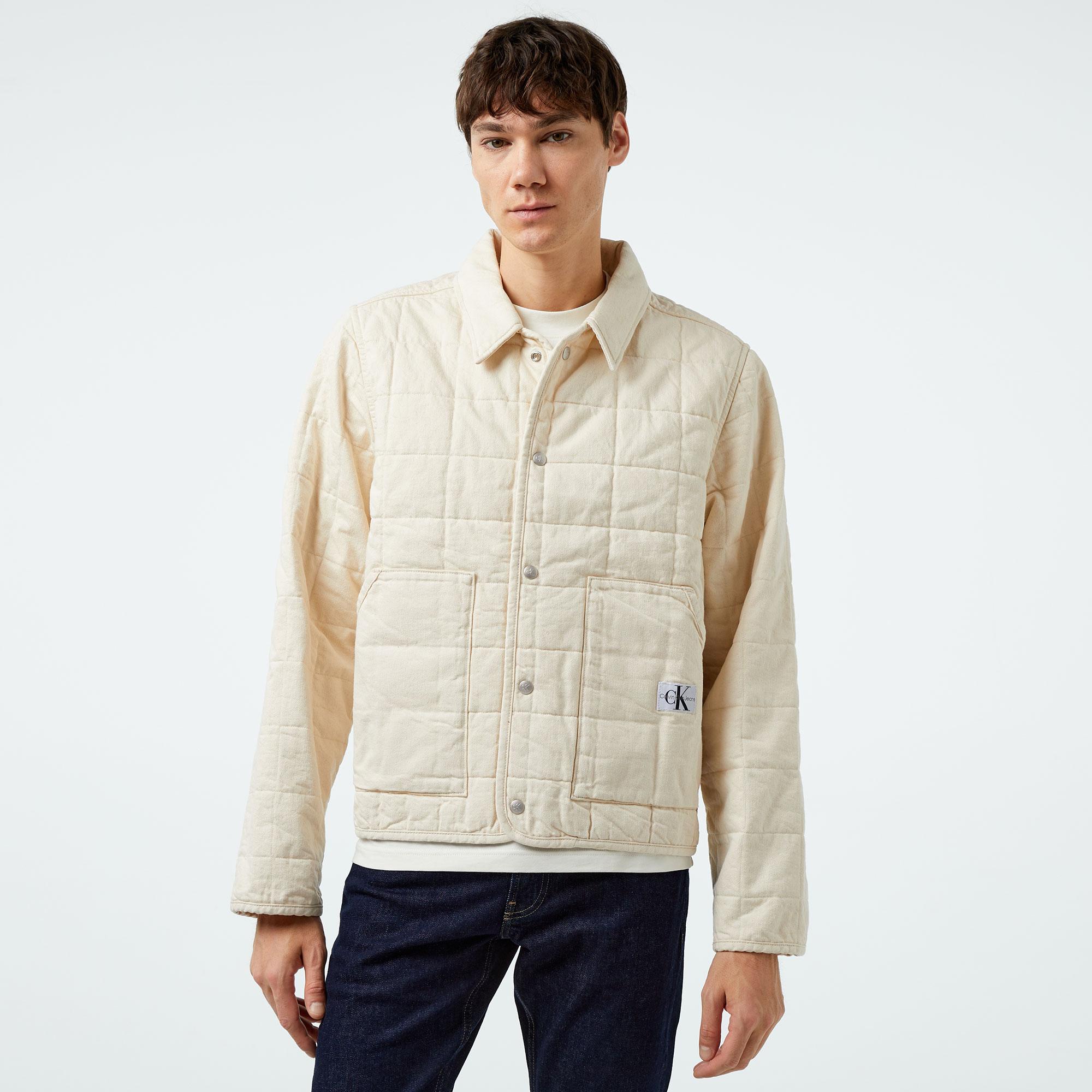 Calvin Klein Padded Erkek Krem Ceket