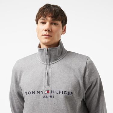  Tommy Hilfiger Tommy Logo Mockneck Erkek Gri Sweatshirt