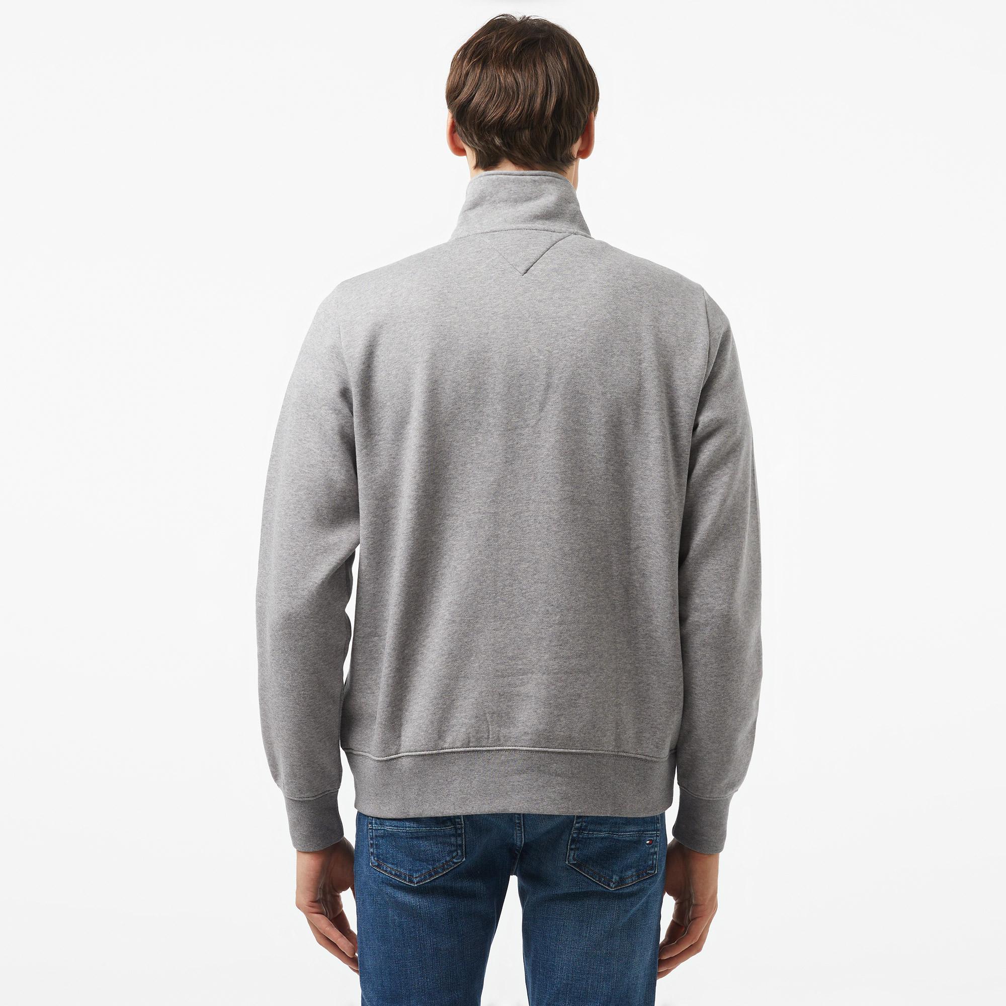 Tommy Hilfiger Tommy Logo Mockneck Erkek Gri Sweatshirt