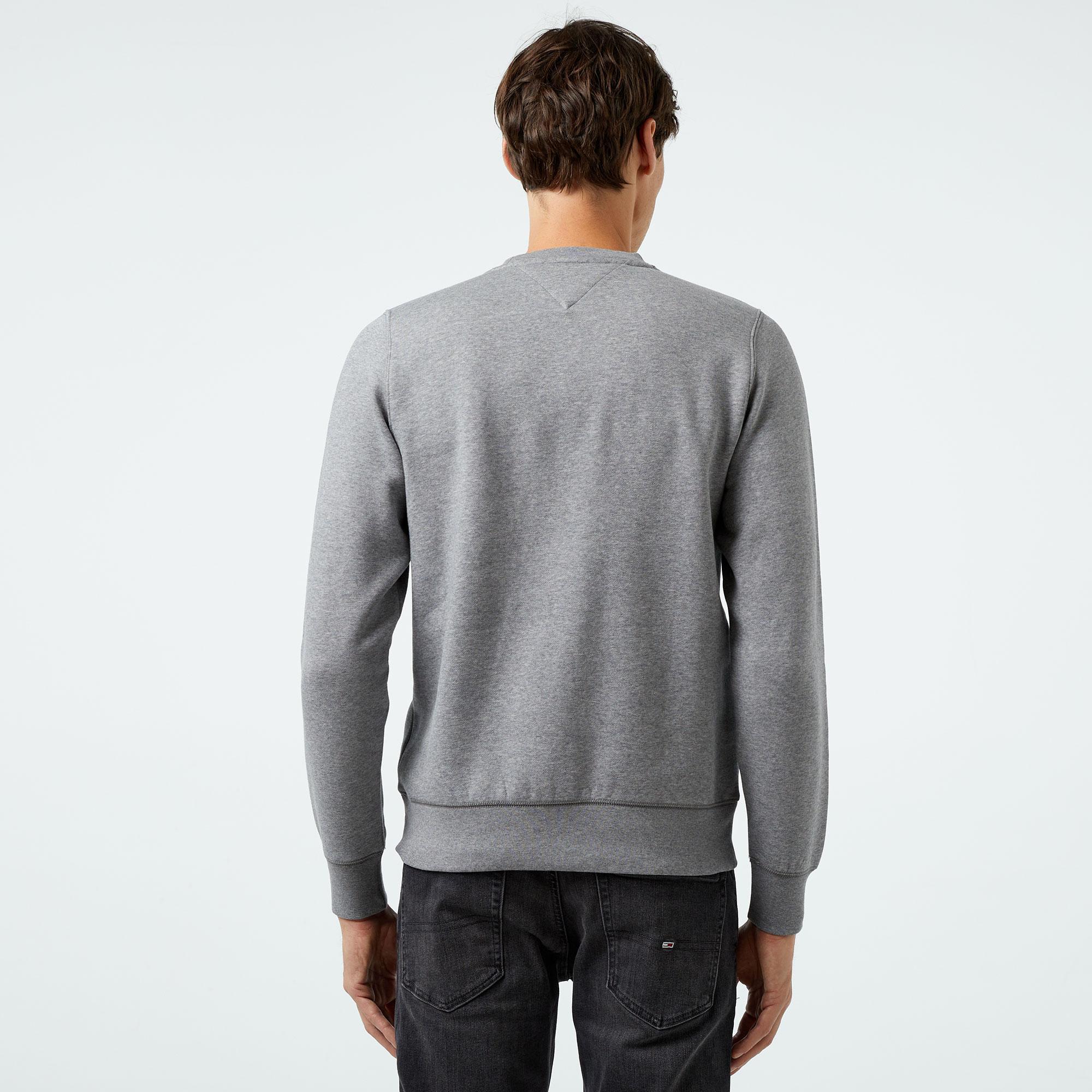 Tommy Hilfiger Tommy Logo Erkek Gri Sweatshirt