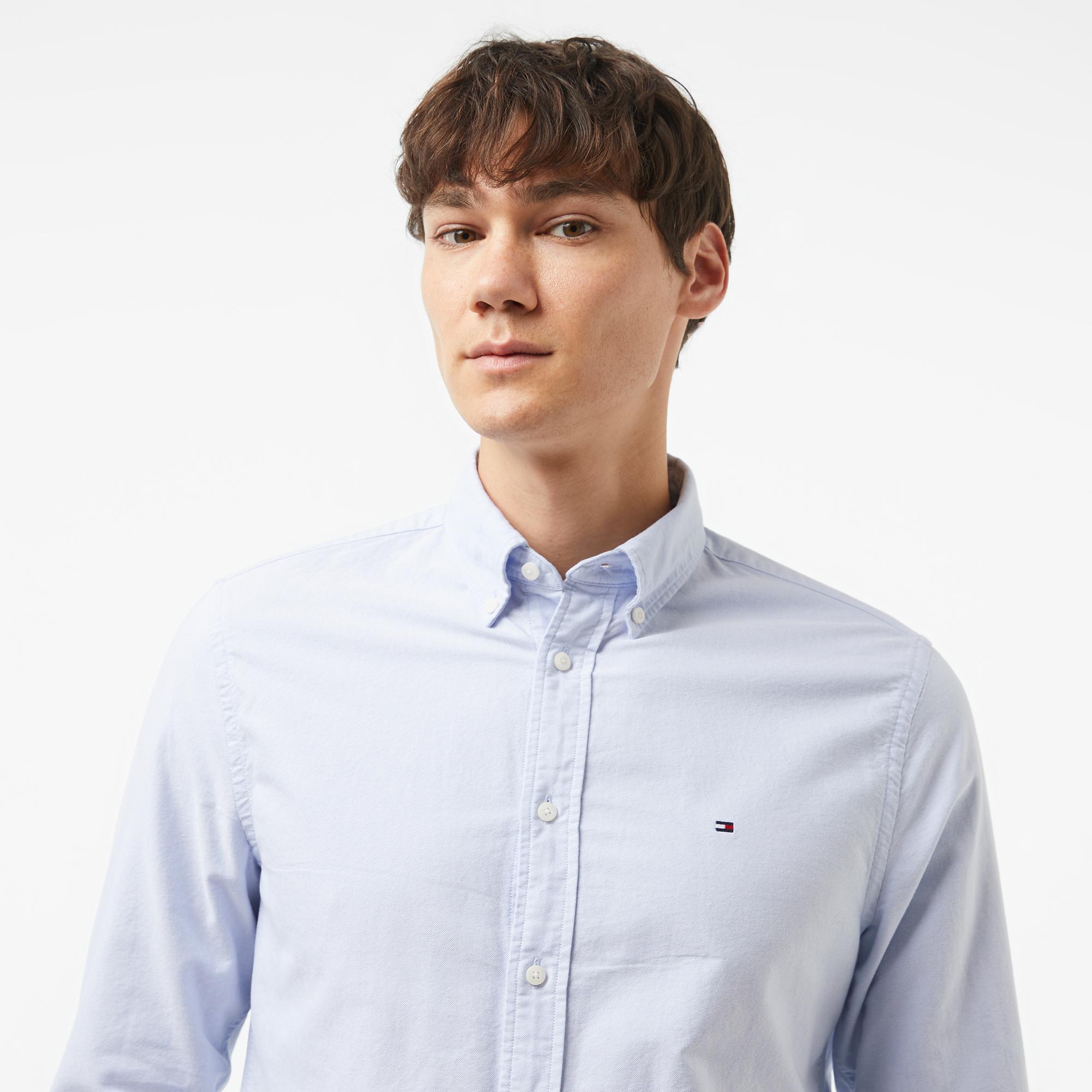 Tommy Hilfiger Solid Heritage Oxford Erkek Mavi Gömlek