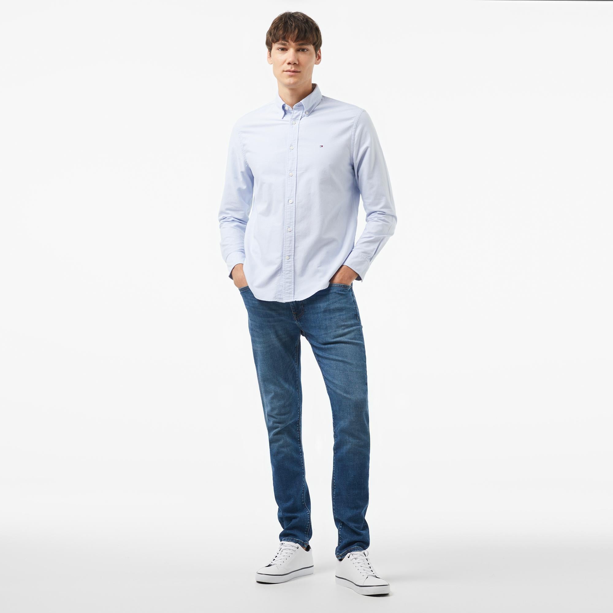 Tommy Hilfiger Solid Heritage Oxford Erkek Mavi Gömlek