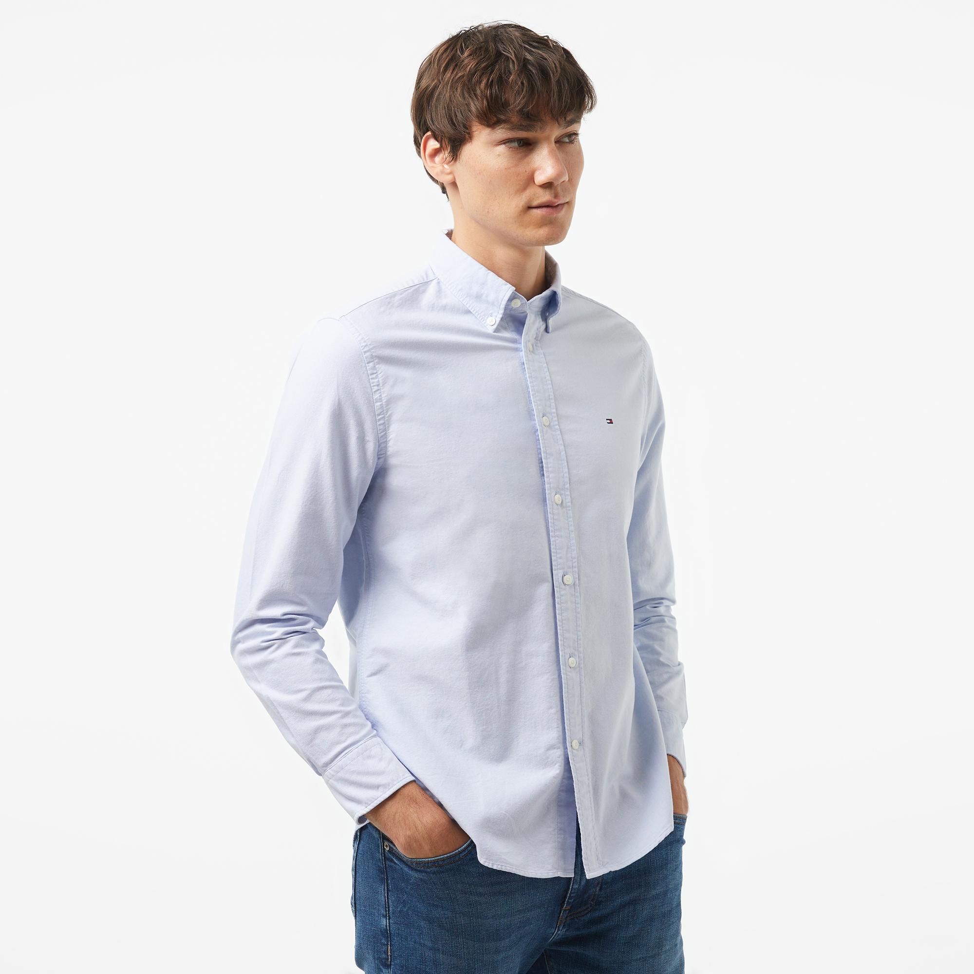 Tommy Hilfiger Solid Heritage Oxford Erkek Mavi Gömlek