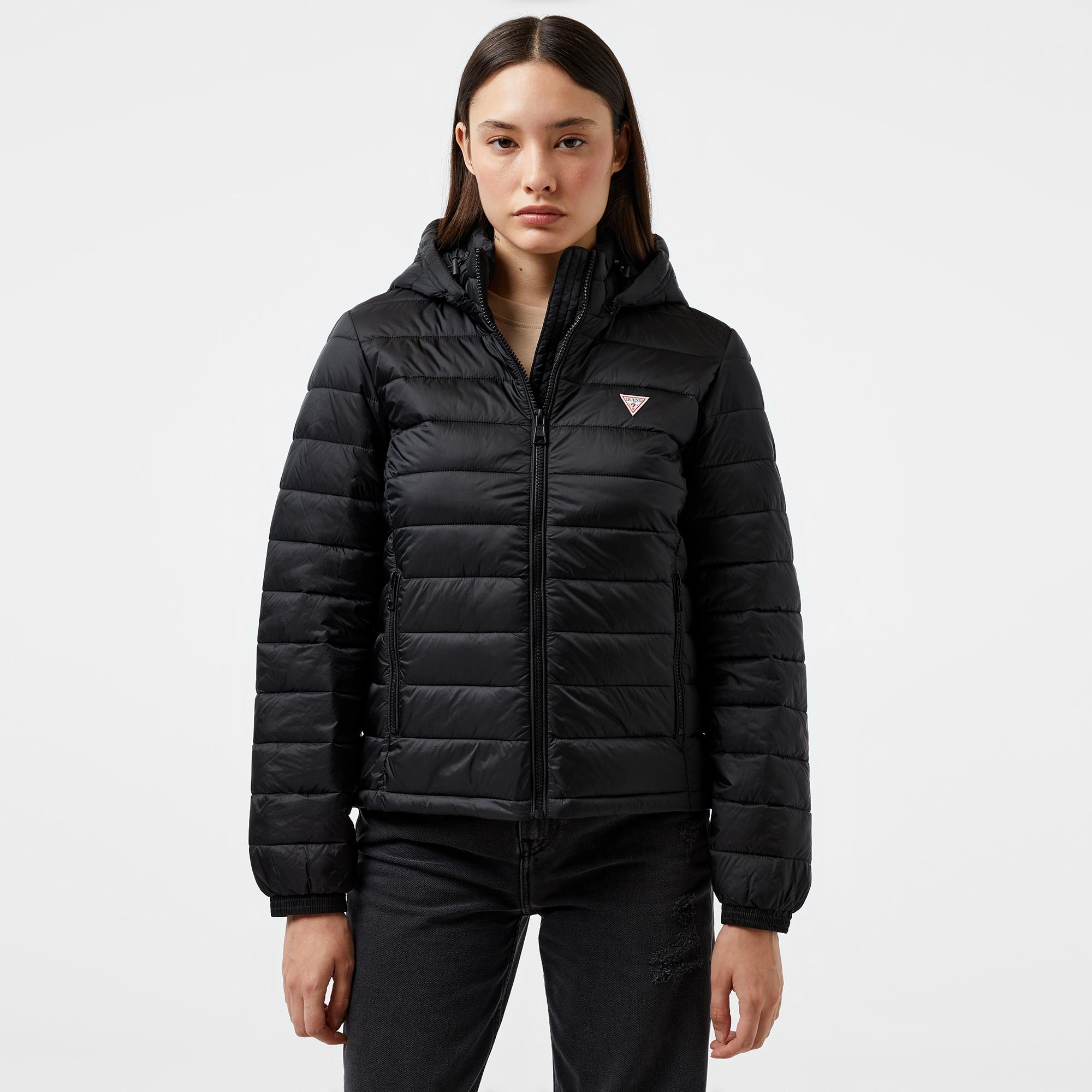 Guess Hooded PufferKadın Siyah Mont