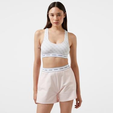 Guess Carrie Eco Printed Cuddle Jersey Kadın Beyaz Bra