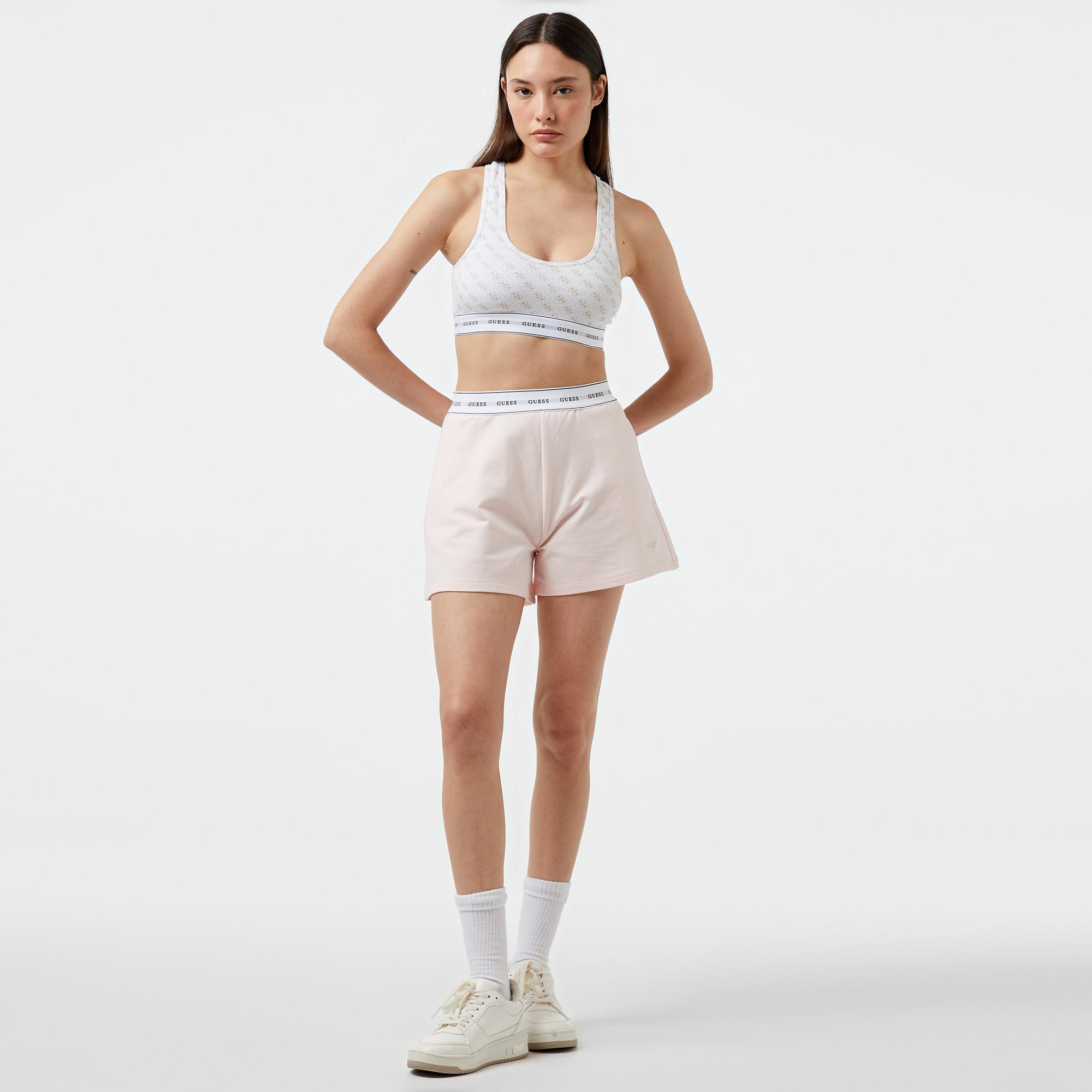 Guess Carrie Eco Printed Cuddle Jersey Kadın Beyaz Bra