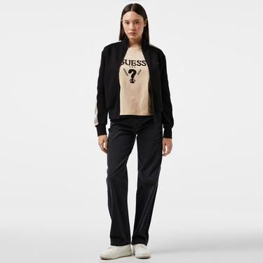  Guess Britney Full Zip Punto Milano 300 Kadın Siyah Sweatshirt