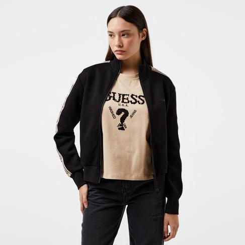  Guess Britney Full Zip Punto Milano 300 Kadın Siyah Sweatshirt