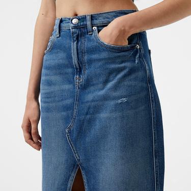  Tommy Hilfiger Jeans Claire Hgh Midi Kadın Mavi Etek