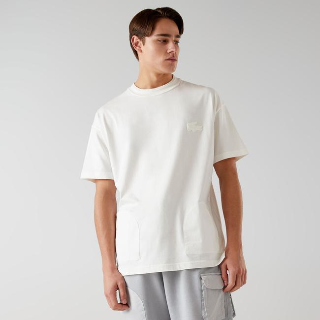  Lacoste x House of SuperStep Erkek Beyaz/Krem T-Shirt