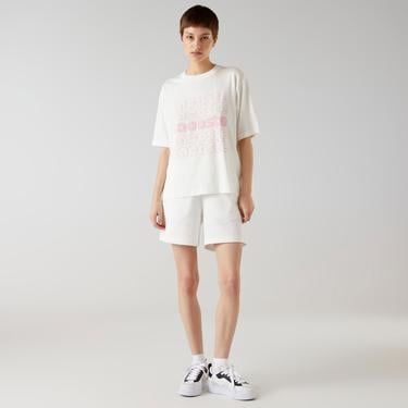  Lacoste x House of SuperStep Kadın Beyaz/Krem T-Shirt
