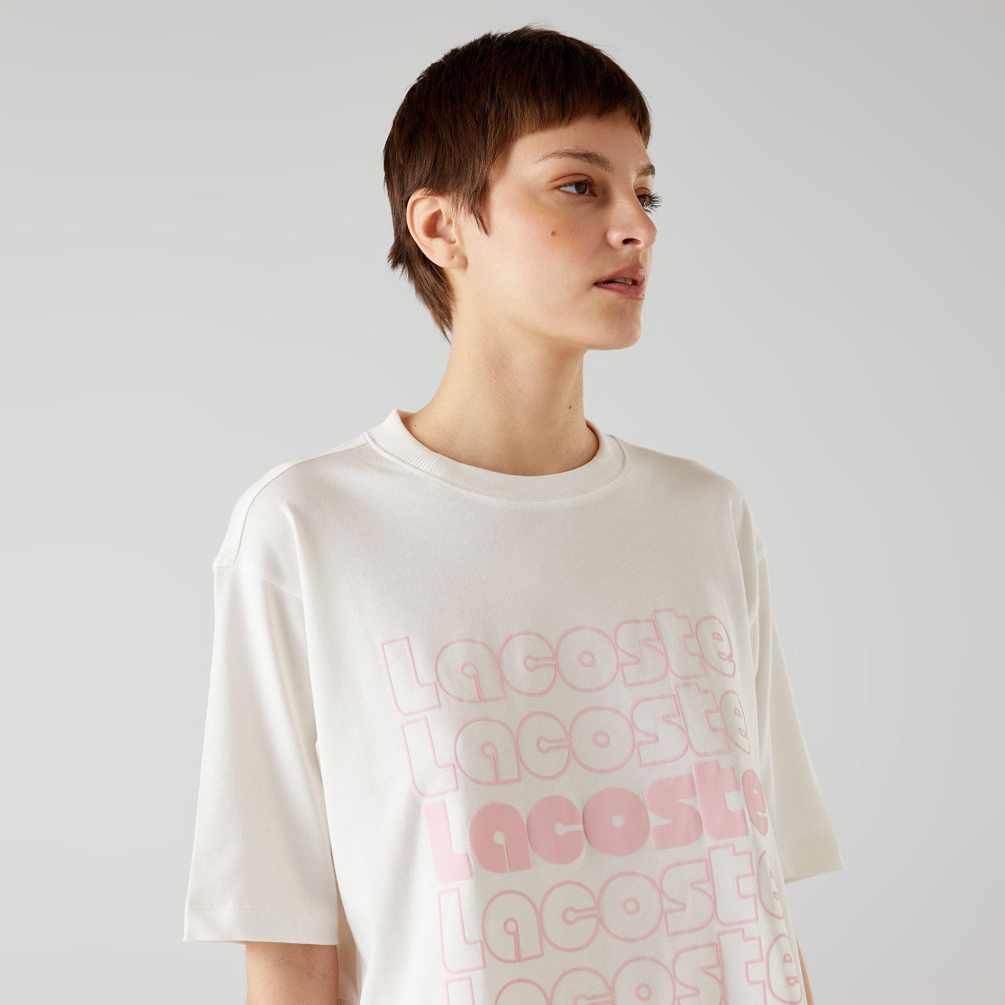 Lacoste x House of SuperStep Kadın Beyaz/Krem T-Shirt