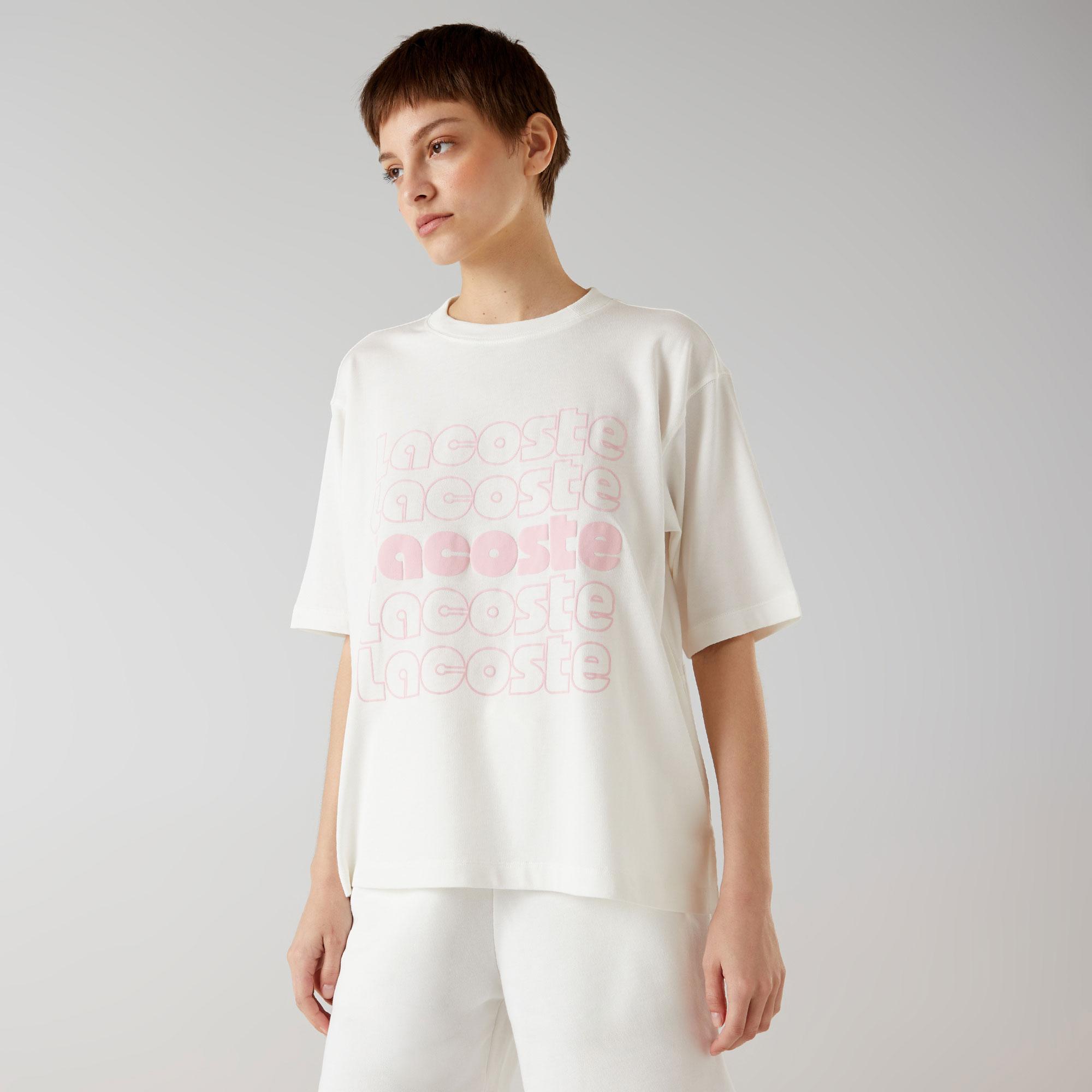 Lacoste x House of SuperStep Kadın Beyaz/Krem T-Shirt