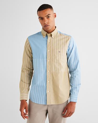  GANT Erkek Mavi Regular Fit Düğmeli Yaka Çizgili Gömlek