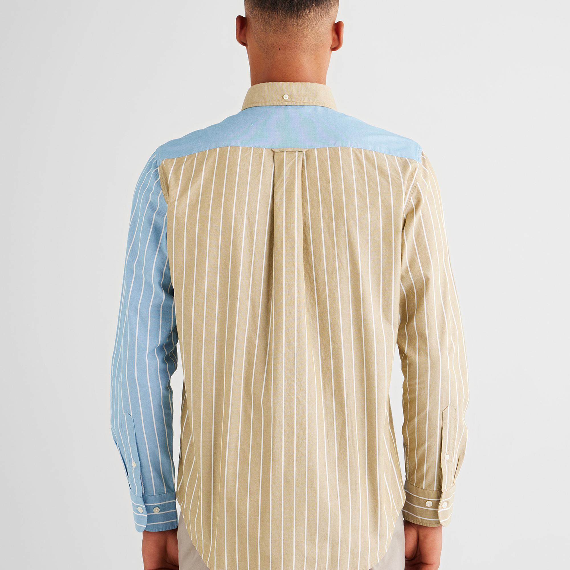 GANT Erkek Mavi Regular Fit Düğmeli Yaka Çizgili Gömlek