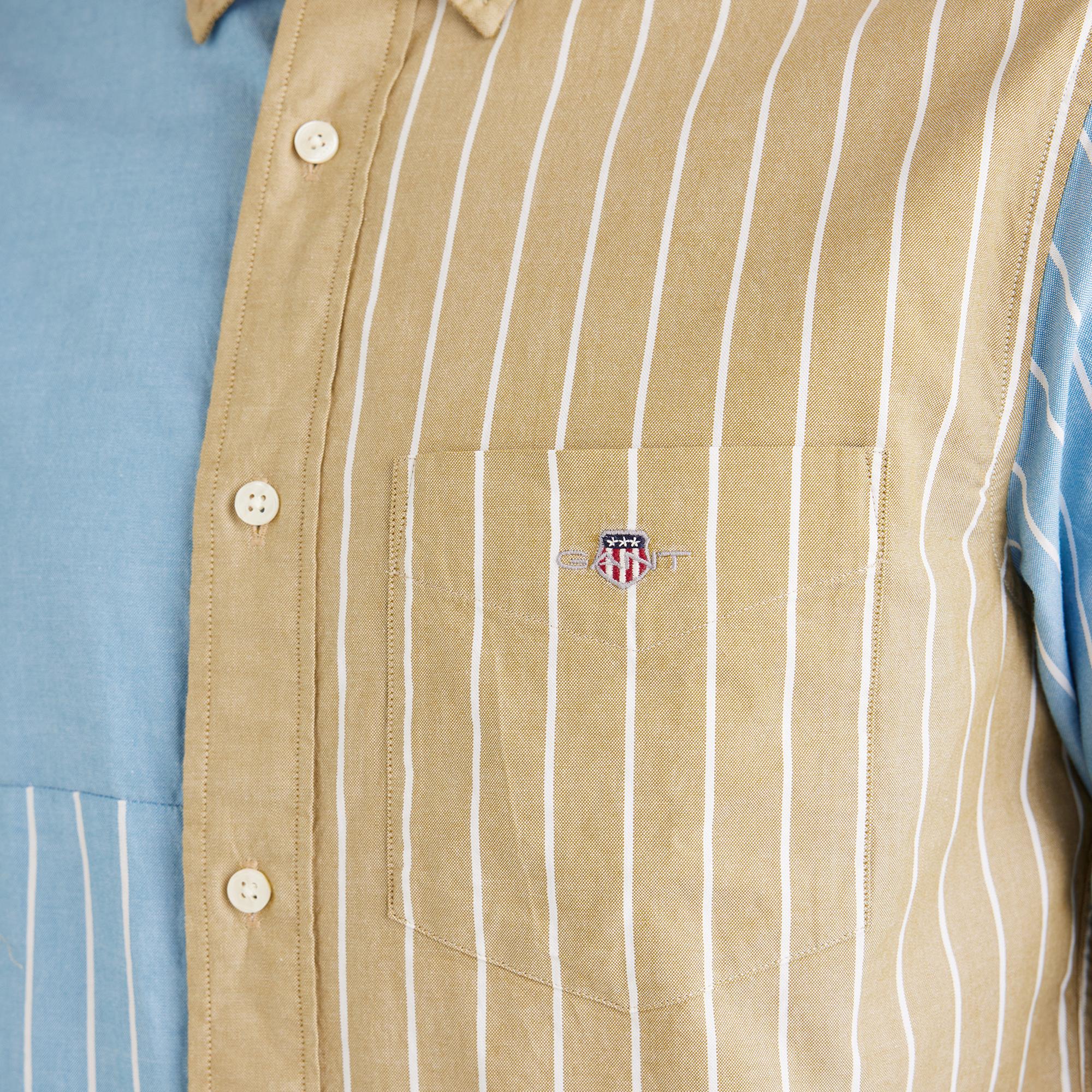 GANT Erkek Mavi Regular Fit Düğmeli Yaka Çizgili Gömlek