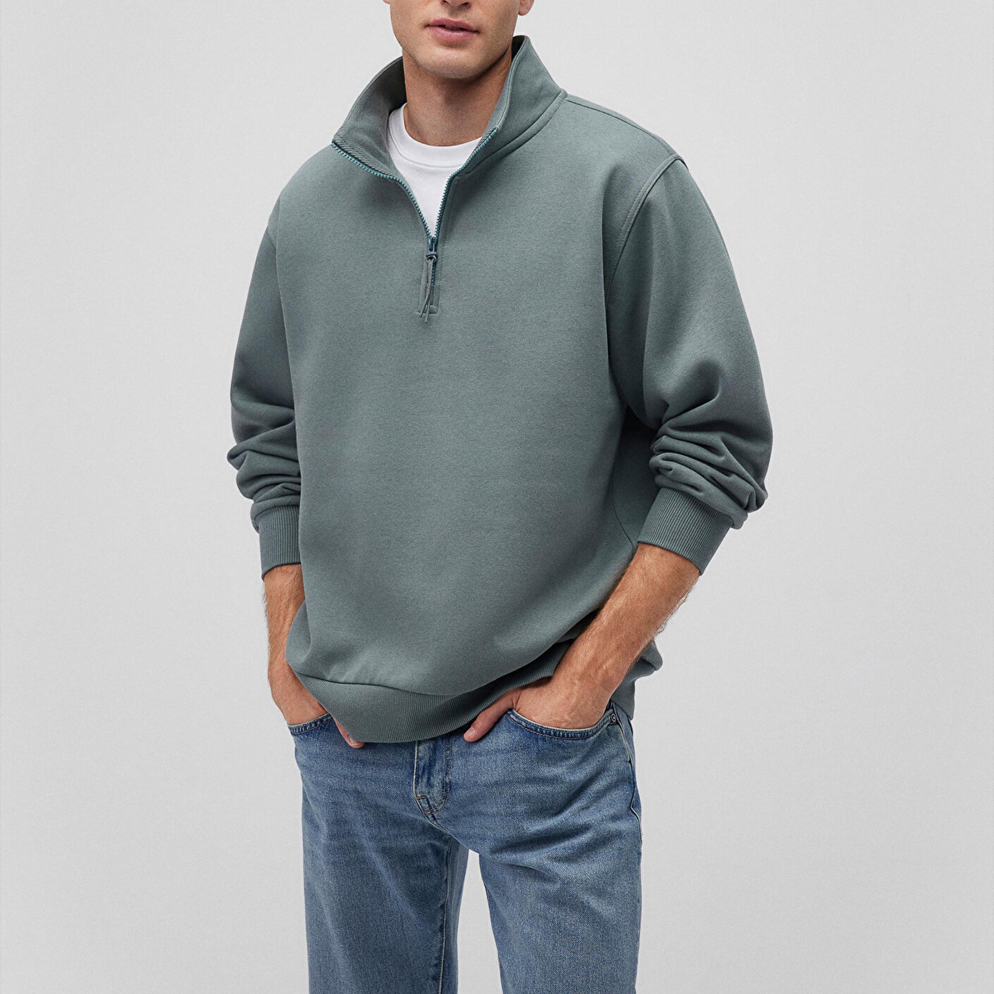 Mavi Yarı Fermuarlı Yeşil Basic Sweatshirt 0S10278-71577