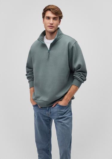 Mavi Yarı Fermuarlı Yeşil Basic Sweatshirt 0S10278-71577