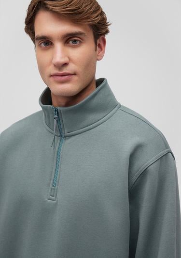  Mavi Yarı Fermuarlı Yeşil Basic Sweatshirt 0S10278-71577