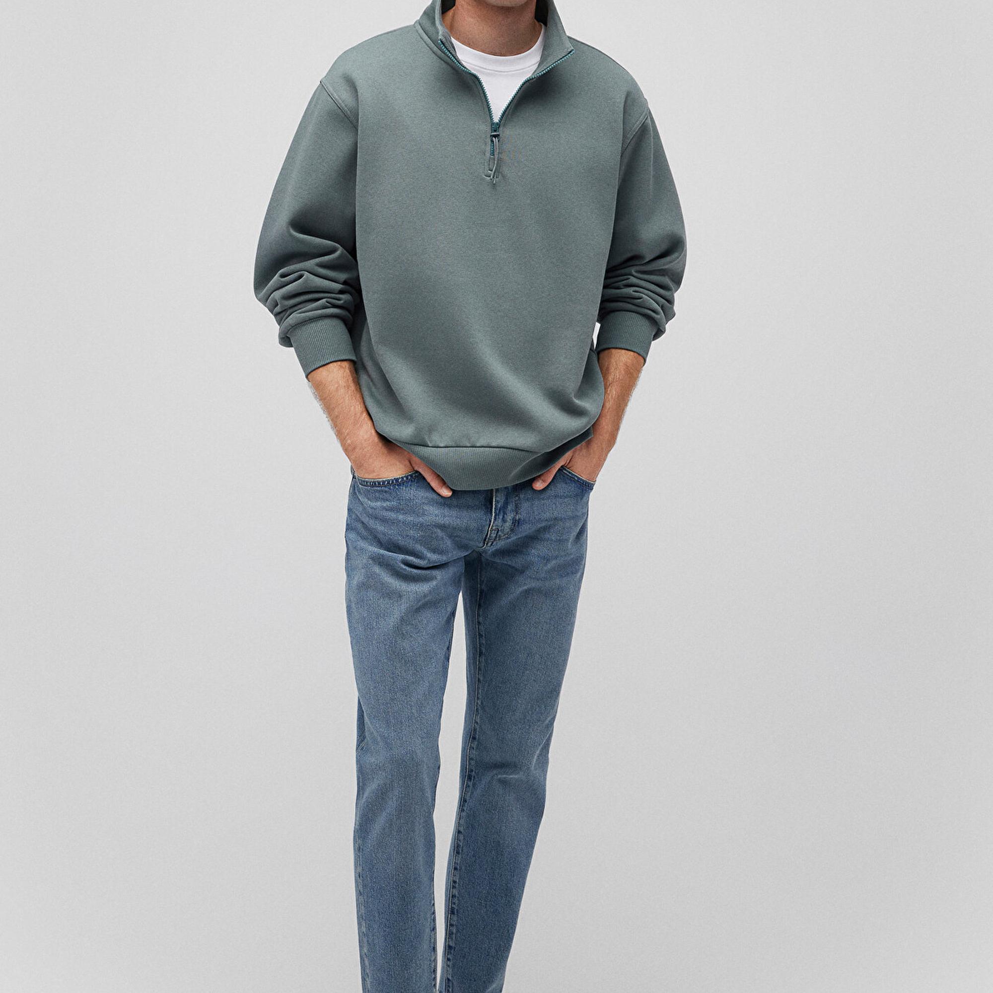 Mavi Yarı Fermuarlı Yeşil Basic Sweatshirt 0S10278-71577