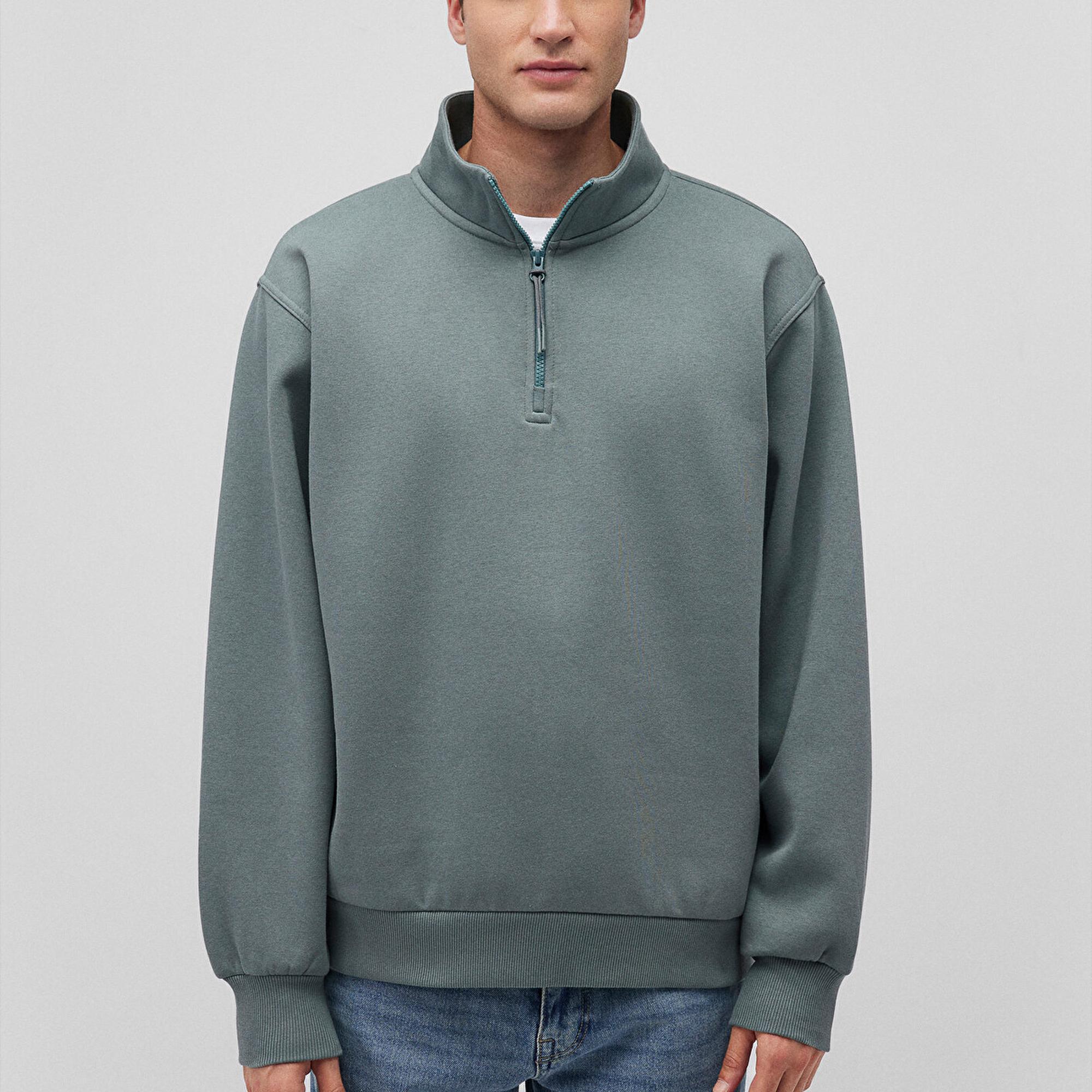 Mavi Yarı Fermuarlı Yeşil Basic Sweatshirt 0S10278-71577