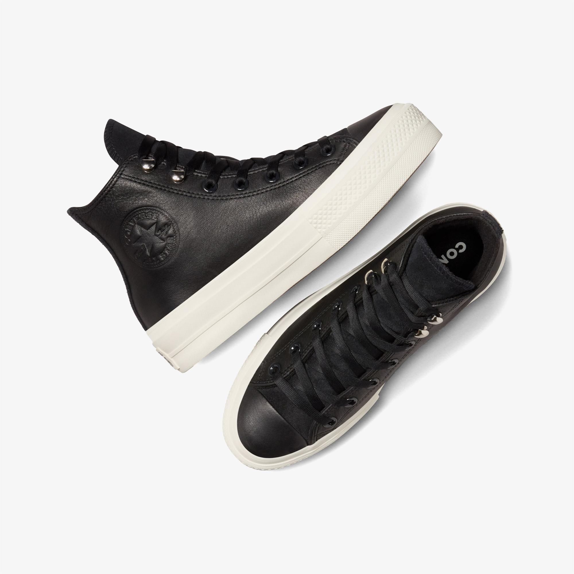 Converse Chuck Taylor All Star Lift Kadın Siyah Deri Platform Bot