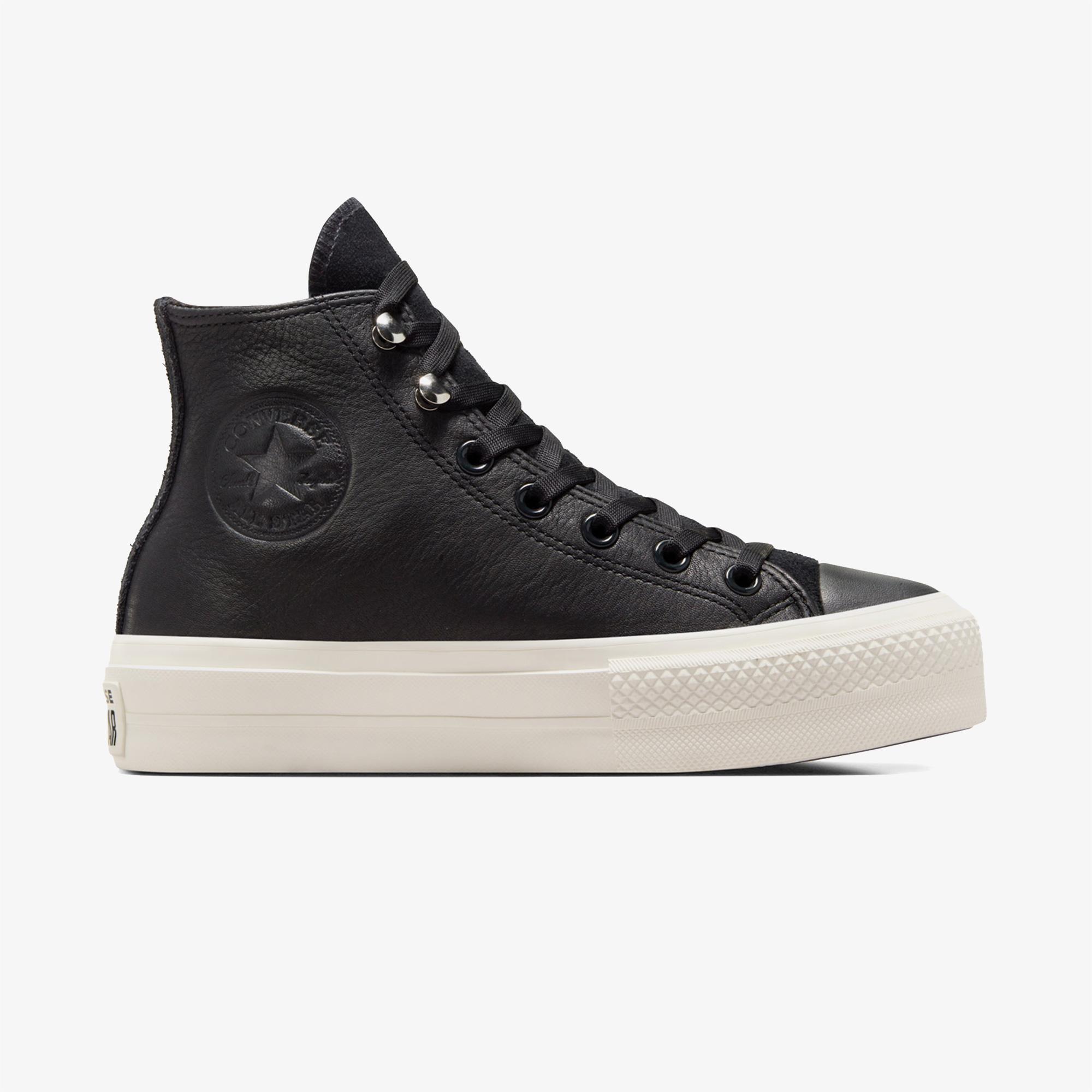 Converse Chuck Taylor All Star Lift Kadın Siyah Deri Platform Bot